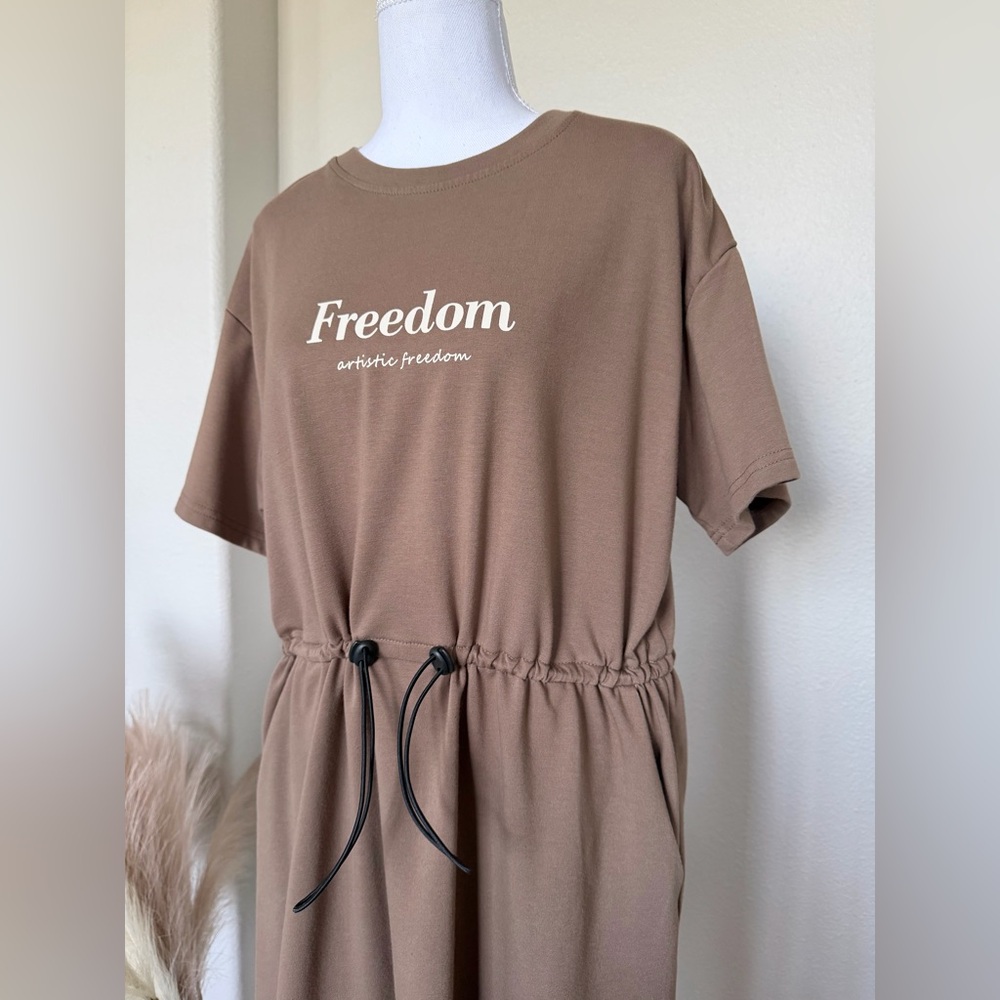 Brown Drawstring Midi Dress - Picture 8 of 8
